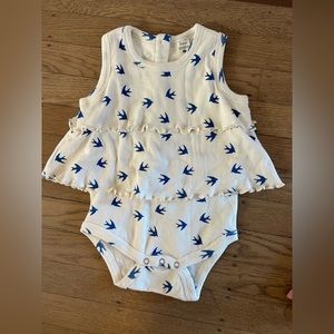 Kate Quinn white and blue birds Romper